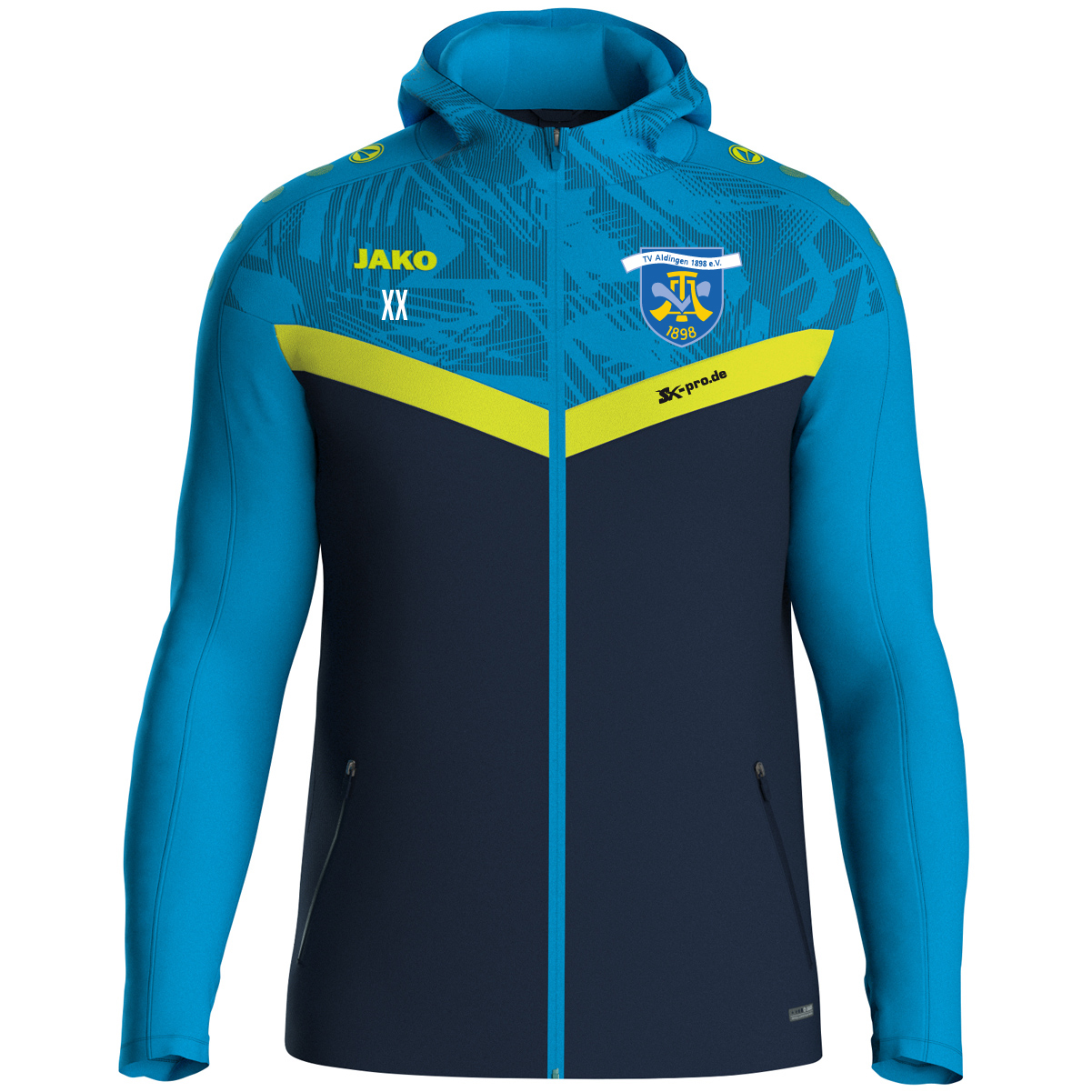 JAKO Kapuzenjacke Iconic  inkl.Wappen und Vereinsname (Initialen optional)